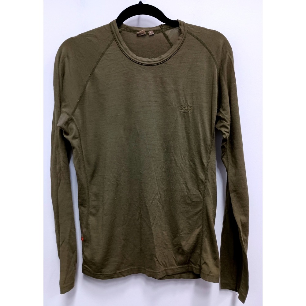 Icebreaker Bodyfit 200 Base Layer Mens Large Olive Green Merino Wool Long Sleeve